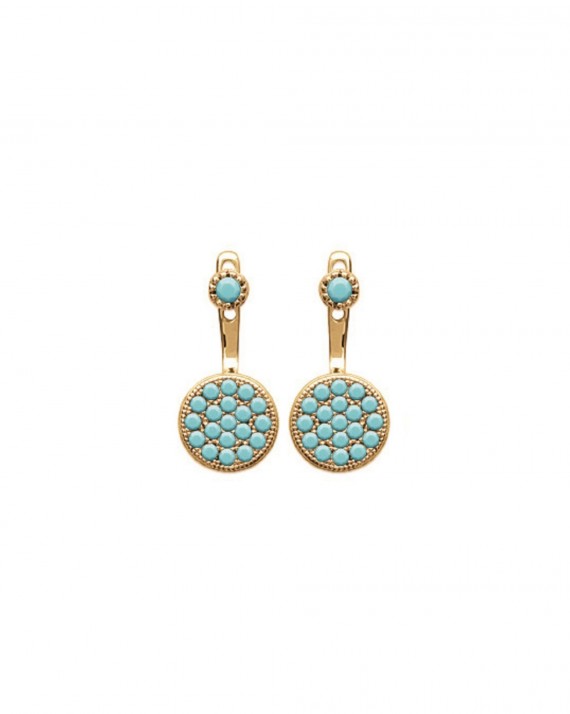 Boucles d'oreilles plaqué or pour femme avec pierres turquoises - Création de bijoux - Madame Vedette