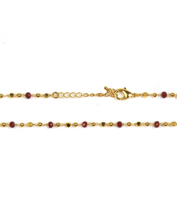 Bracelet chaîne boules perles plaqué or et couleur - Création bijoux fantaisie - Madame Vedette