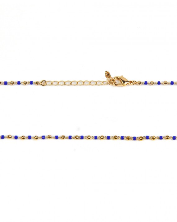 Collier chaîne boules perles cylindre de couleur - Bijoux fantaisie créateurs - Madame Vedette