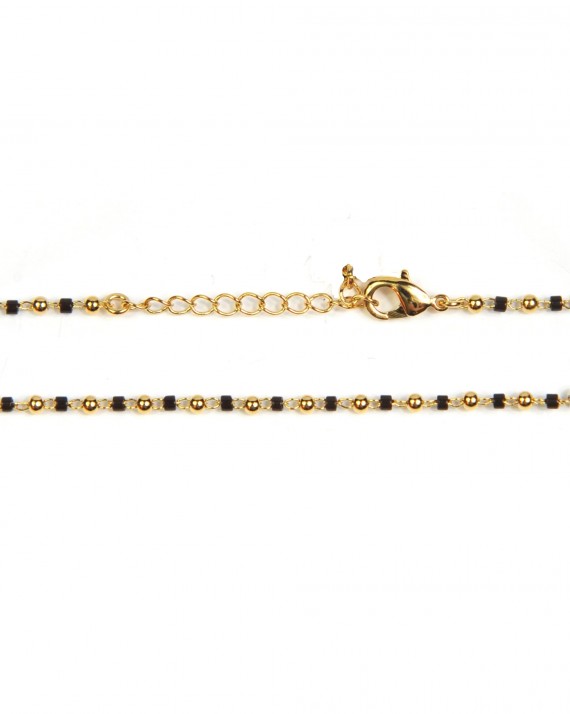 Création bracelet chaîne boules plaqué or et perles cylindre - Bijoux fantaisie x Madame Vedette
