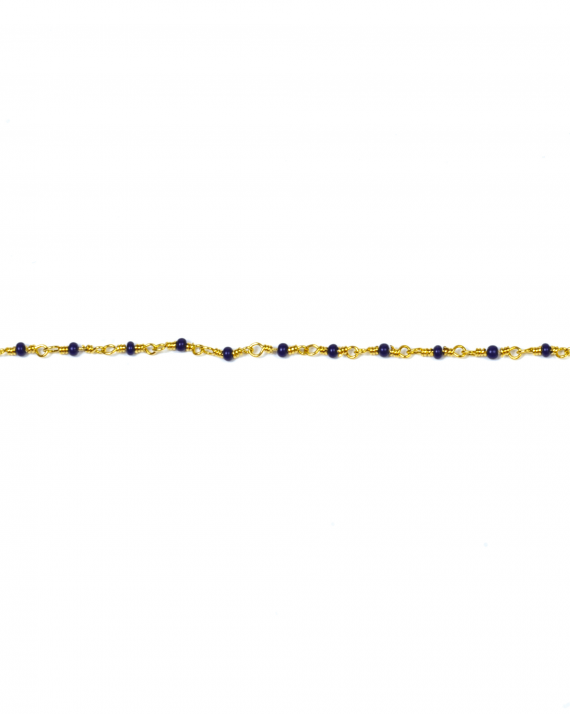 Bracelet chaîne plaqué or perles fines bleues création tendance femme - Madame Vedette