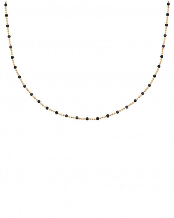 Collier chaine boule plaqué or perles émail - Bijoux de créateurs - Madame Vedette