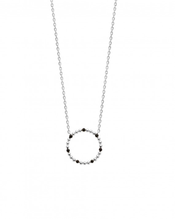 Collier chaîne pendentif cercle argent 925 émail noir - Création bijoux Madame Vedette