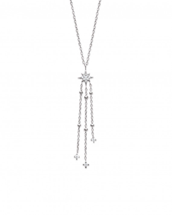 Collier chaîne étoile filante argent 925 brillants zircon - Atelier bijoux Madame Vedette