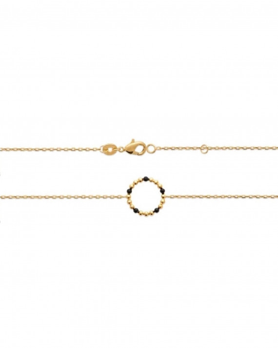 Bracelet fantaisie plaqué or pour femme perles émail noir - Atelier bijoux Madame Vedette
