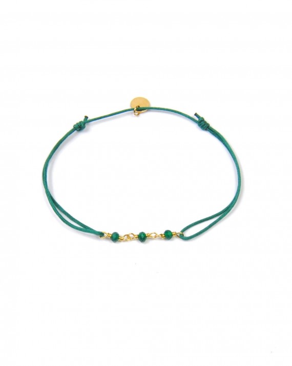 Bracelet cordon ajustable chaînette plaqué or perles couleur pour femme - Créatrice tendance - Madame Vedette