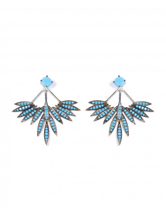 Boucles d'oreilles argent 925 turquoises femme - Bijoux créateur Madame Vedette