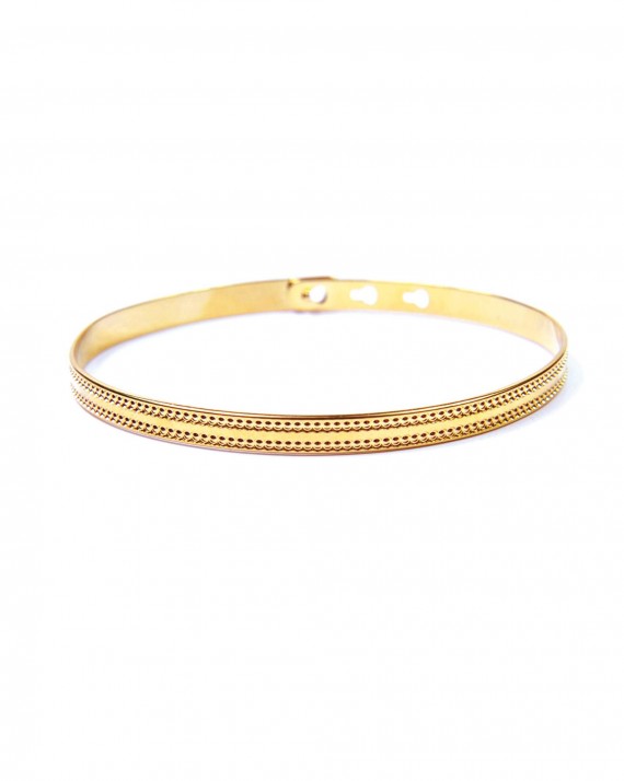 Bracelet jonc ruban cadenas plaqué or - Bijoux créateurs pour femme à offrir - Madame Vedette