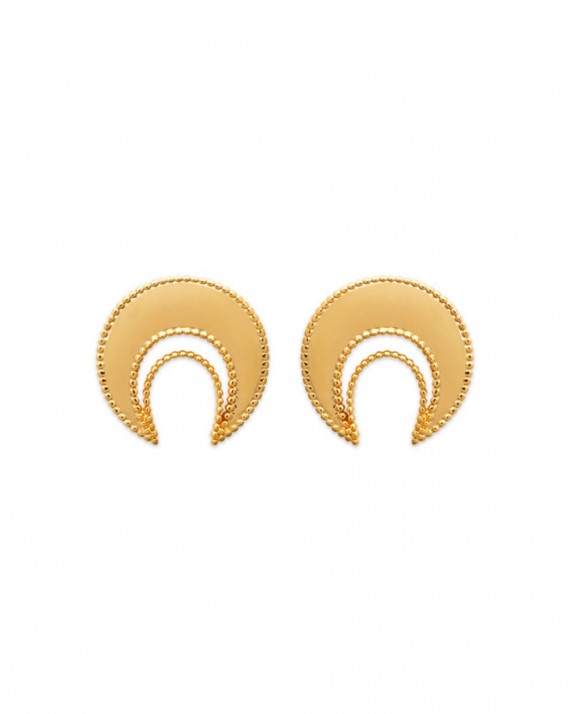 Boucles d'oreilles lobe demi lune plaqué or tendance - Bijoux créateur femme - Madame Vedette