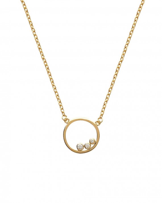 Collier chaîne anneau plaqué or brillants zircon - Bijoux créateur tendance - Madame Vedette