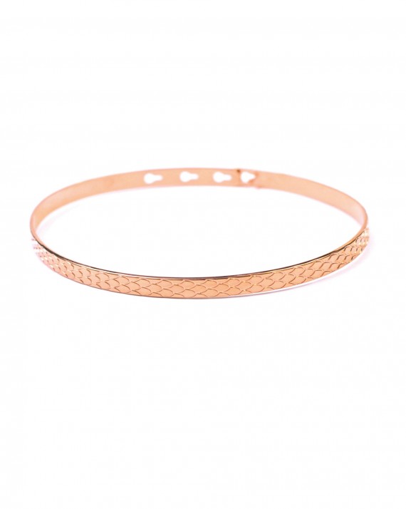 Bracelet jonc cadenas ruban écailles plaqué or rose - Bijoux tendance à accumuler - Madame Vedette