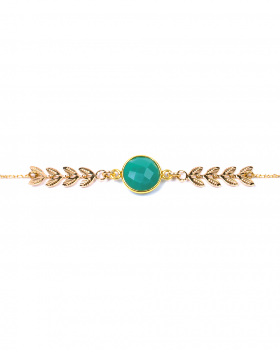 Bracelet chaîne plaqué or épis et pierre de couleur pour femme - Bijoux Madame Vedette